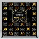 Lofaris Black Gold Custom Name Happy 30th Birthday Backdrop